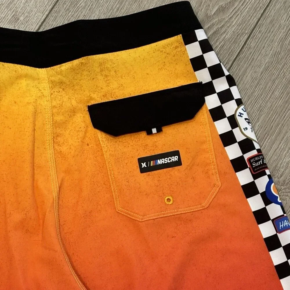 Hurley Nascar Phantom Board‎ Shorts Racetrack Size 30 Orange Swim NWT